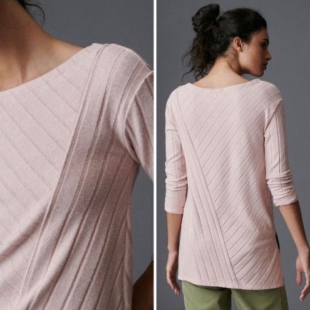 Maeve By Anthropologie Devine Asymmetrical Blush Pink Tunic Sweater